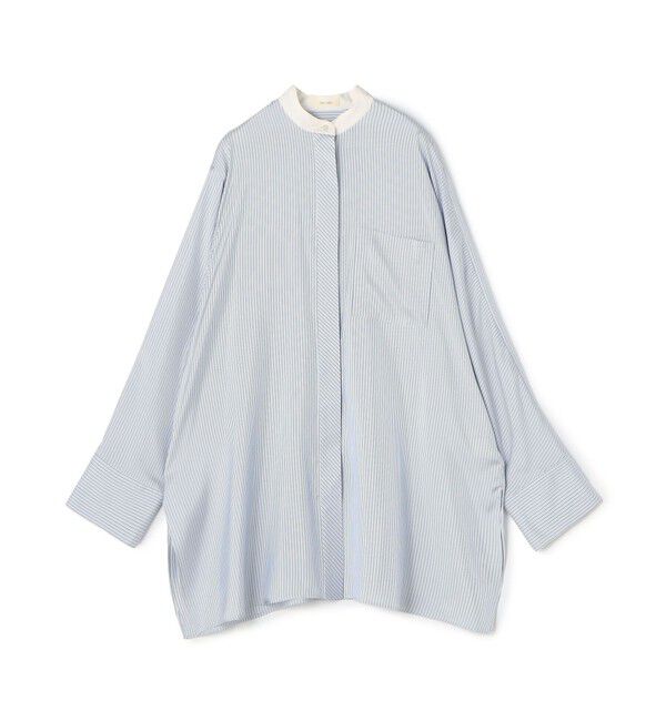 DES PRES「シルクストライプ バンドカラーシャツ」|シャツ・ブラウス|62 ライトブルー系