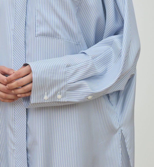 DES PRES「シルクストライプ バンドカラーシャツ」|シャツ・ブラウス|