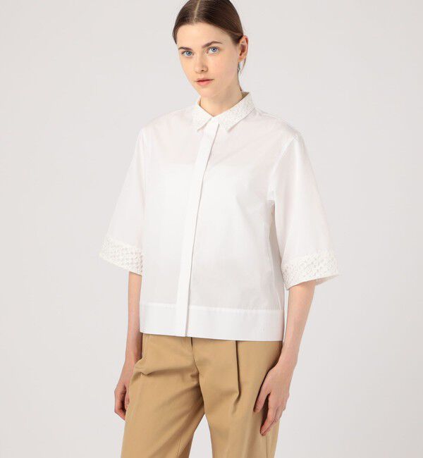 TOMORROWLAND collection「スクエアドットエンブロイダリー ハーフスリーブブラウス」|シャツ・ブラウス|