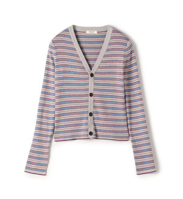 MACPHEE「コットンリブ Vネックカーディガン」|カーディガン|14 グレー系