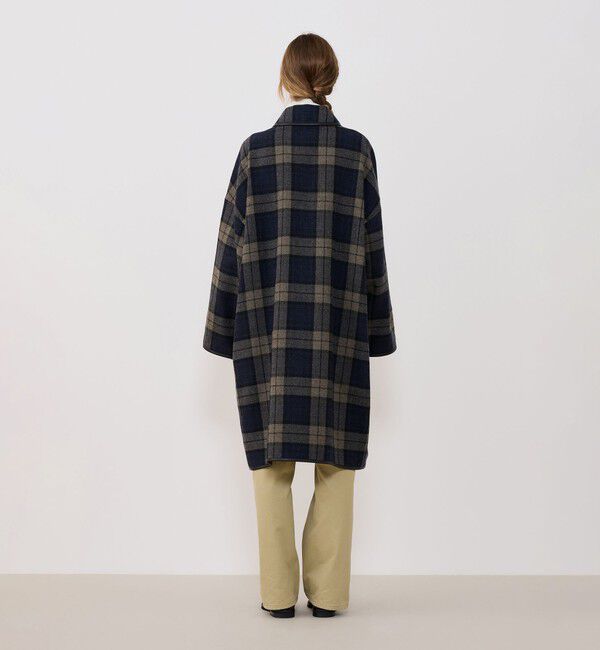 GALERIE VIE「タータンウールツイード バルカラーコート」|ステンカラーコート|
