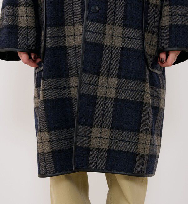 GALERIE VIE「タータンウールツイード バルカラーコート」|ステンカラーコート|