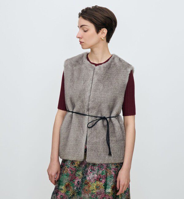 TOMORROWLAND collection「フェイクミンク ベルテッドジレ」|ベスト・ジレ|