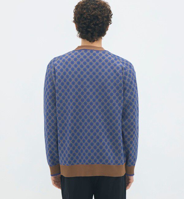 CABaN「コットンポリエステル チェックジャカード Vネックカーディガン」|ニット・セーター|