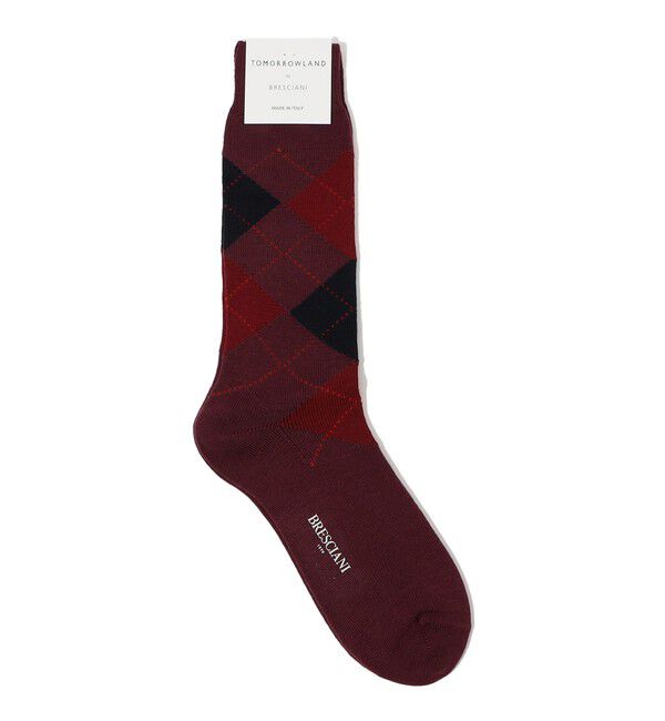 TOMORROWLAND GOODS「BRESCIANI ウールナイロン アーガイルソックス」|ソックス|38 ダークレッド系