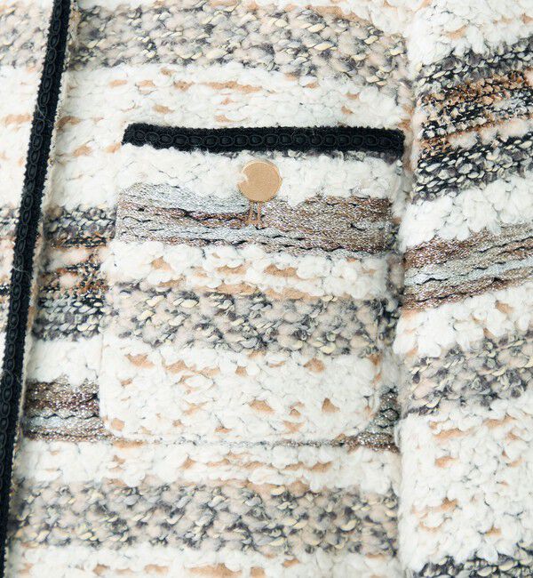 Ballsey「ボーダーツイード ショートコート」|ノーカラーコート|