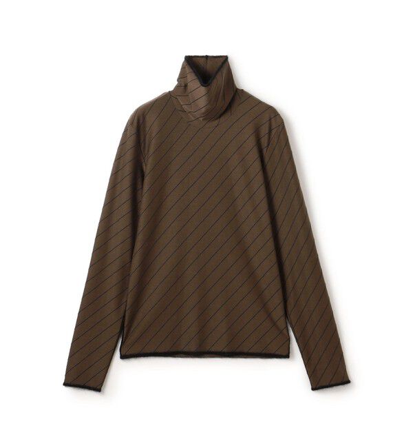 DES PRES「ダイアゴナルジャージー タートルネックプルオーバー」|Tシャツ・カットソー|48 ダークブラウン系