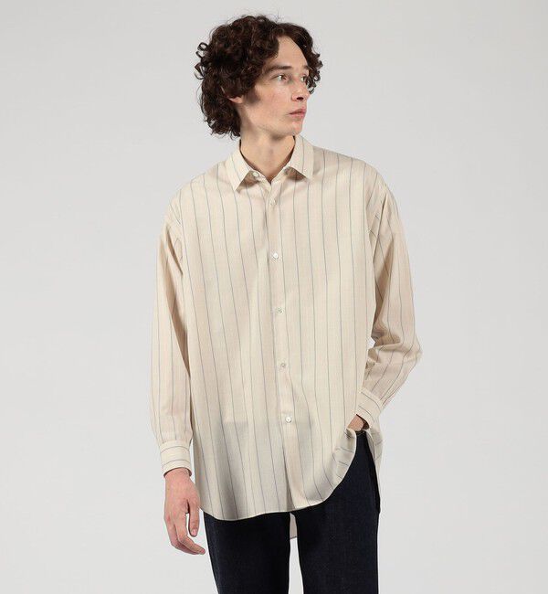 TOMORROWLAND MENS「ウールナイロンストライプ ロングスリーブ オーバーシャツ」|シャツ・ブラウス|