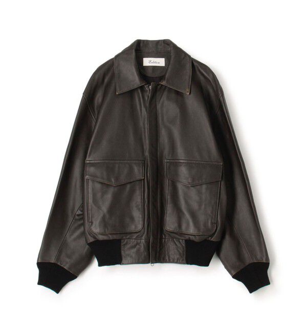 Edition「クラッシュレザー A-2ジャケット」|ダッフルコート|49 ダークブラウン