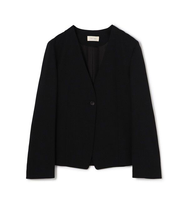 DES PRES「ポリエステルウールバラシャ Vカラージャケット」|ノーカラージャケット|19 ブラック