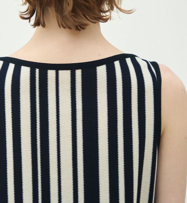 MACPHEE「ランダムストライプラッセル ノースリーブワンピース」|ワンピース|