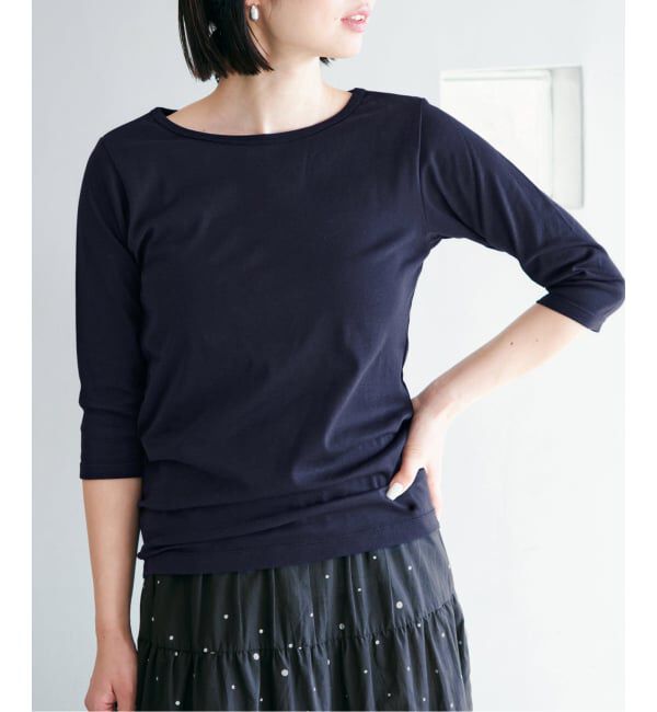 IENA「《追加2》ATON/エイトン 別注 SUVIN FRAISE ボートネック Tシャツ」|Tシャツ・カットソー|