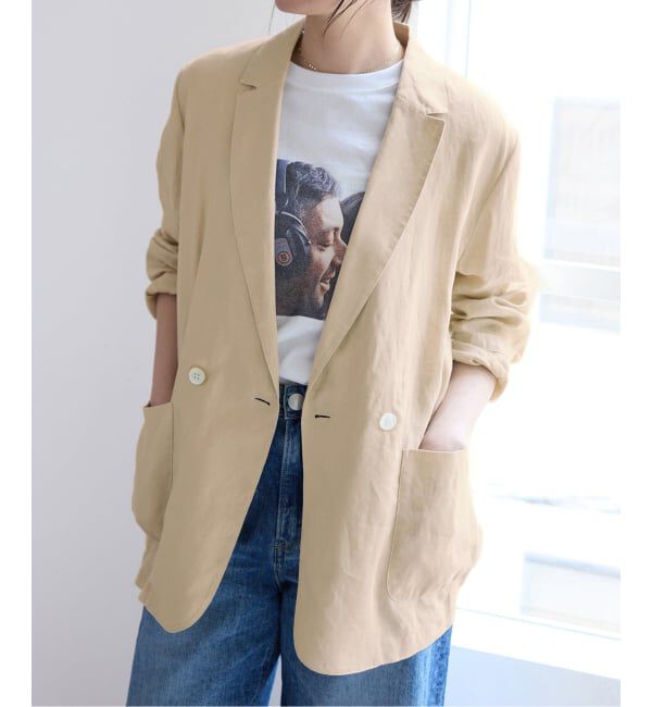 IENA「《追加》ウォッシャブル ソフトリネン リラックスジャケット」|テーラードジャケット|