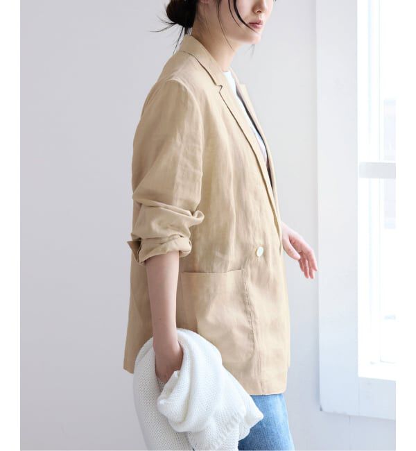 IENA「《追加》ウォッシャブル ソフトリネン リラックスジャケット」|テーラードジャケット|