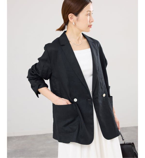 IENA「《追加》ウォッシャブル ソフトリネン リラックスジャケット」|テーラードジャケット|