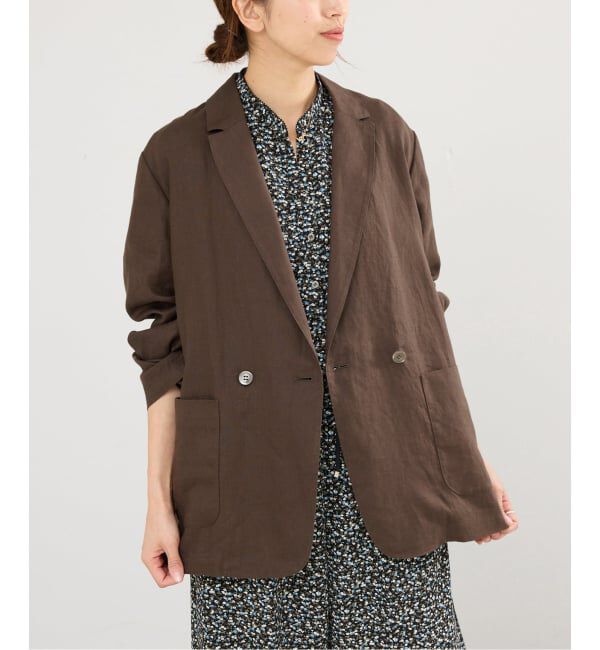 IENA「《追加》ウォッシャブル ソフトリネン リラックスジャケット」|テーラードジャケット|