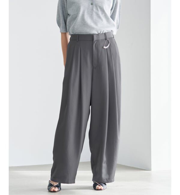 IENA「《洗濯機洗い可》UVカット/接触冷感 ツイルコクーンスラックス」|スラックス|グレー