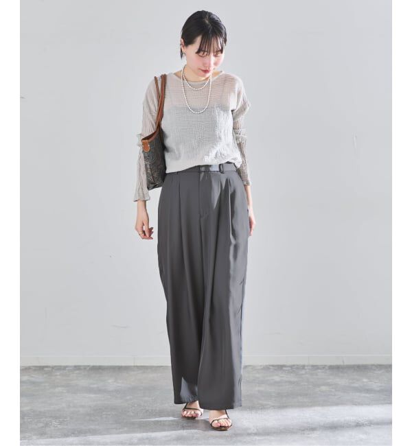 IENA「《洗濯機洗い可》UVカット/接触冷感 ツイルコクーンスラックス」|スラックス|