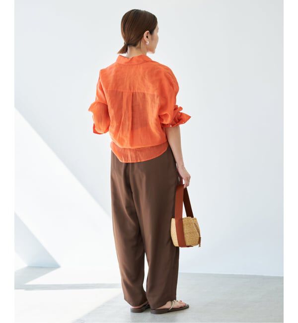 IENA「《洗濯機洗い可》UVカット/接触冷感 ツイルコクーンスラックス」|スラックス|