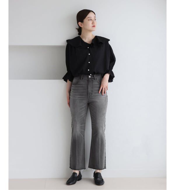 IENA「BLACK クロップドデニムパンツ」|デニム|