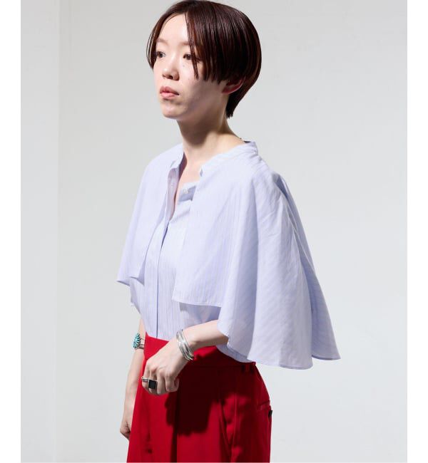 IENA「《一部店舗限定》ストライプケープシャツ」|シャツ・ブラウス|