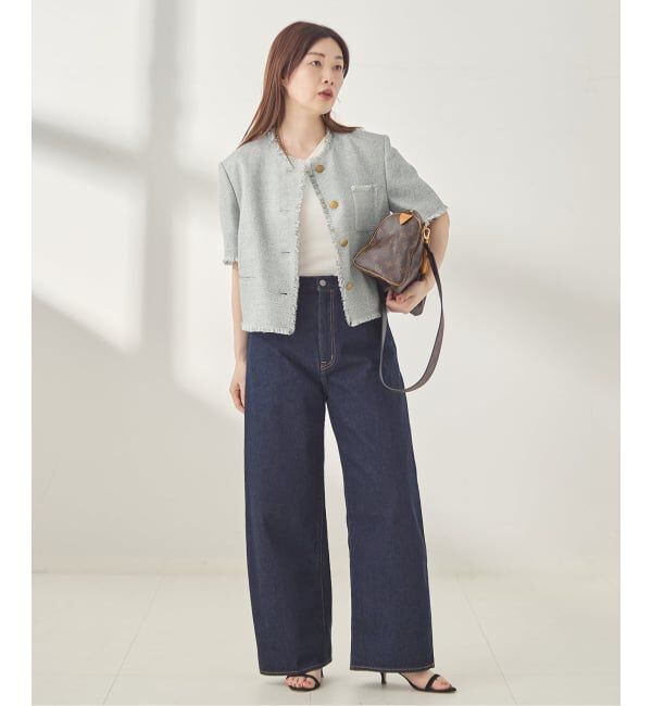 journal standard L'essage「《予約》GIOLICA ツイードメッシュショートスリーブ ジャケット」|ノーカラージャケット|