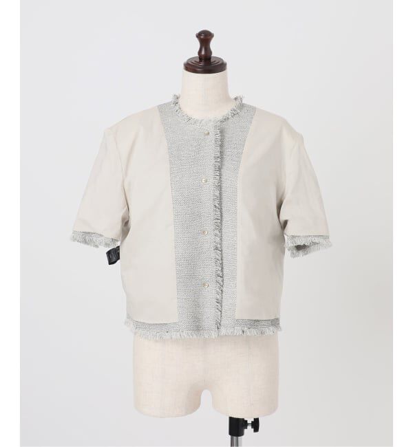 journal standard L'essage「《予約》GIOLICA ツイードメッシュショートスリーブ ジャケット」|ノーカラージャケット|