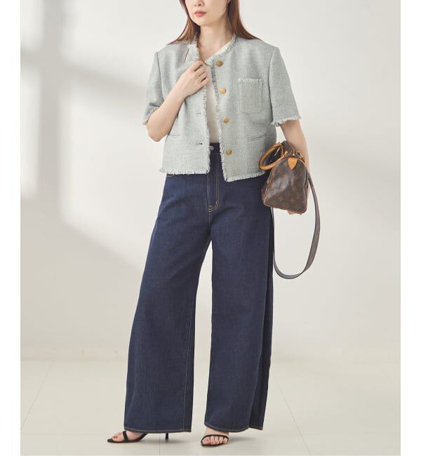 journal standard L'essage「《予約》GIOLICA ツイードメッシュショートスリーブ ジャケット」|ノーカラージャケット|