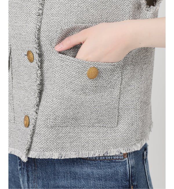 journal standard L'essage「《予約》GIOLICA ツイードメッシュノーカラーベスト」|ベスト・ジレ|