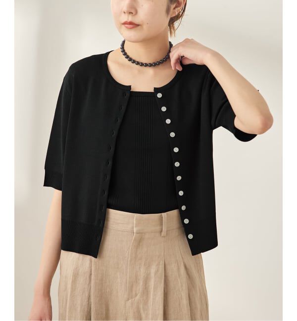 journal standard L'essage「《予約/接触冷感/手洗い可》クールタッチコンパクトカーディガン」|カーディガン|ブラック