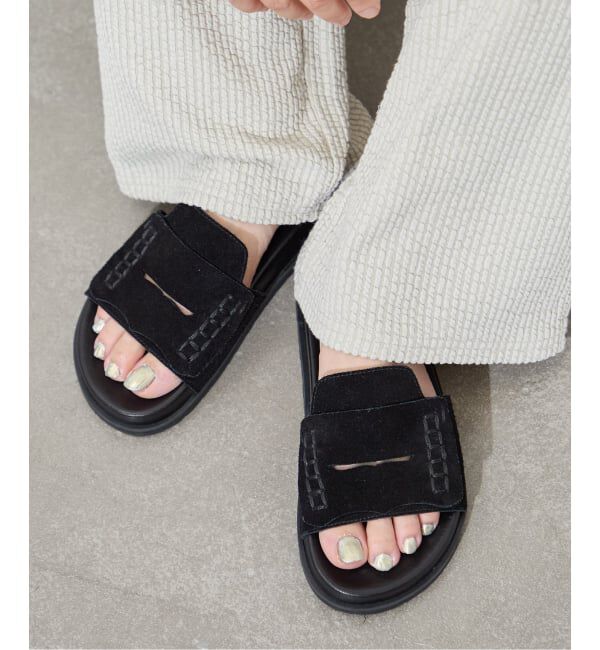 JOURNAL STANDARD「【LAYAS/レイヤーズ】 オープントゥローファーサンダル」|サンダル|ブラック