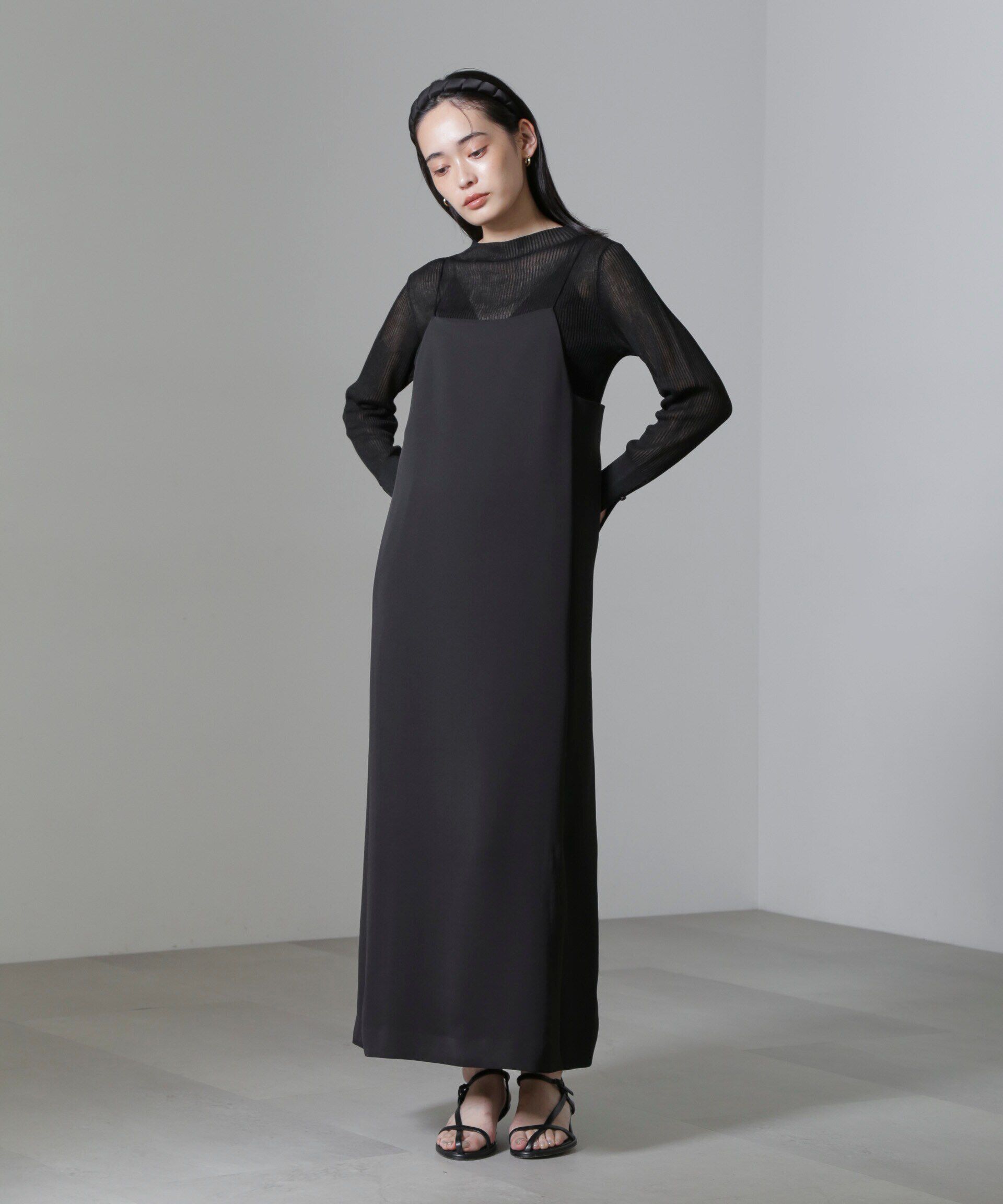 nano･universe「スクエアネックキャミワンピース(セットアップ可)」|ワンピース|ブラック