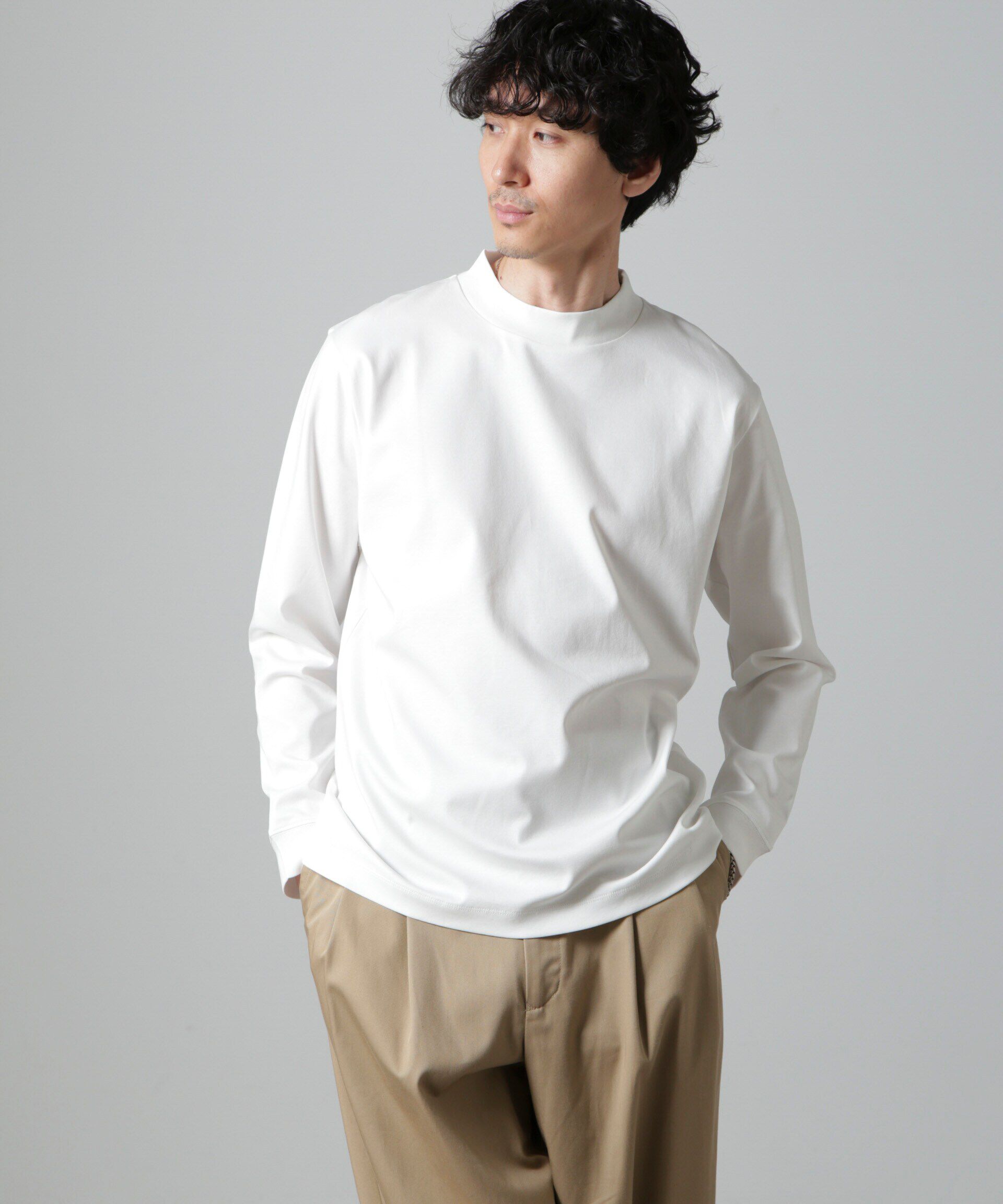 nano･universe「アンチスメルモックネックTシャツ 長袖」|Tシャツ・カットソー|ホワイト