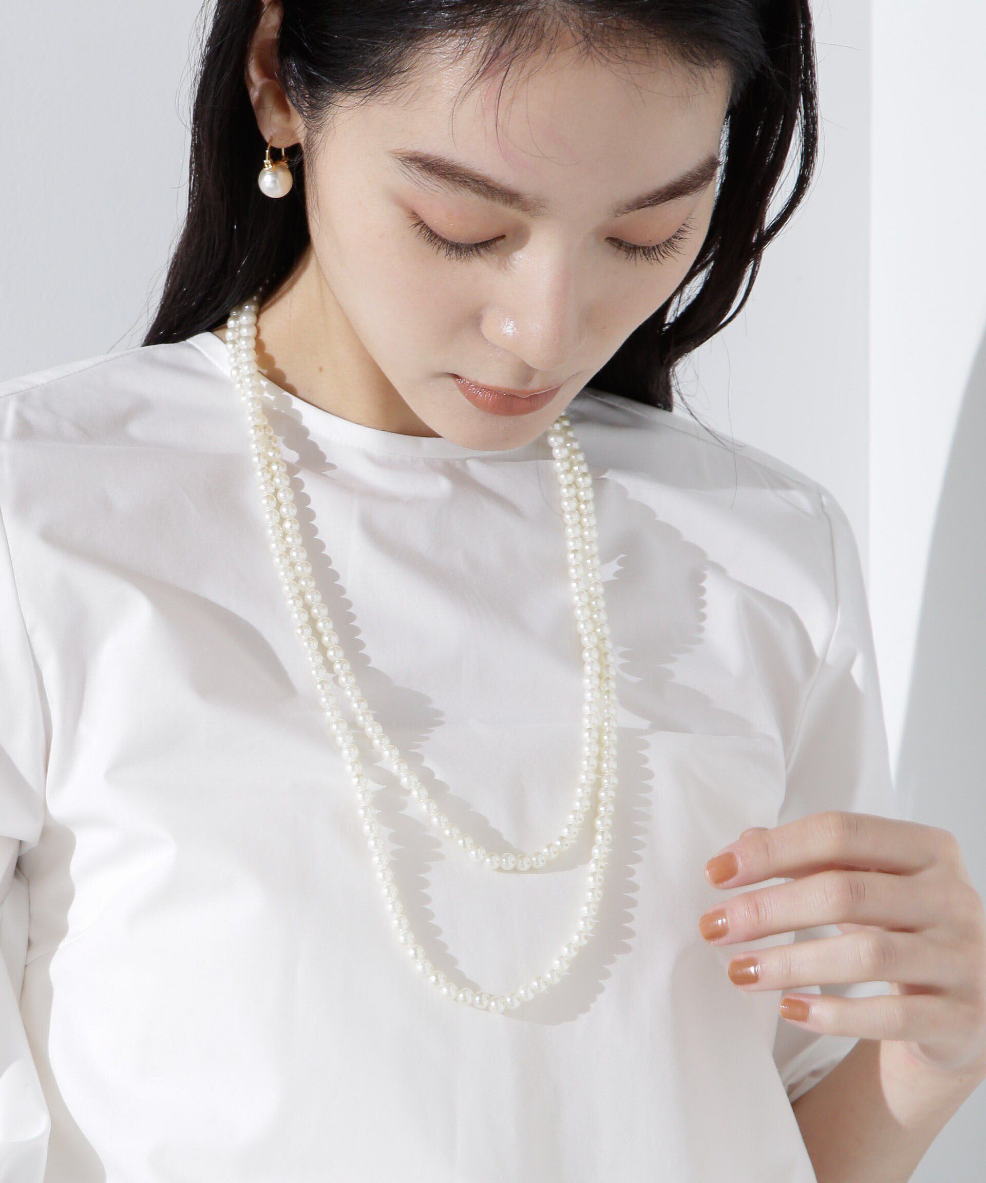 nano･universe「パールロングネックレス」|ネックレス|オフホワイト1