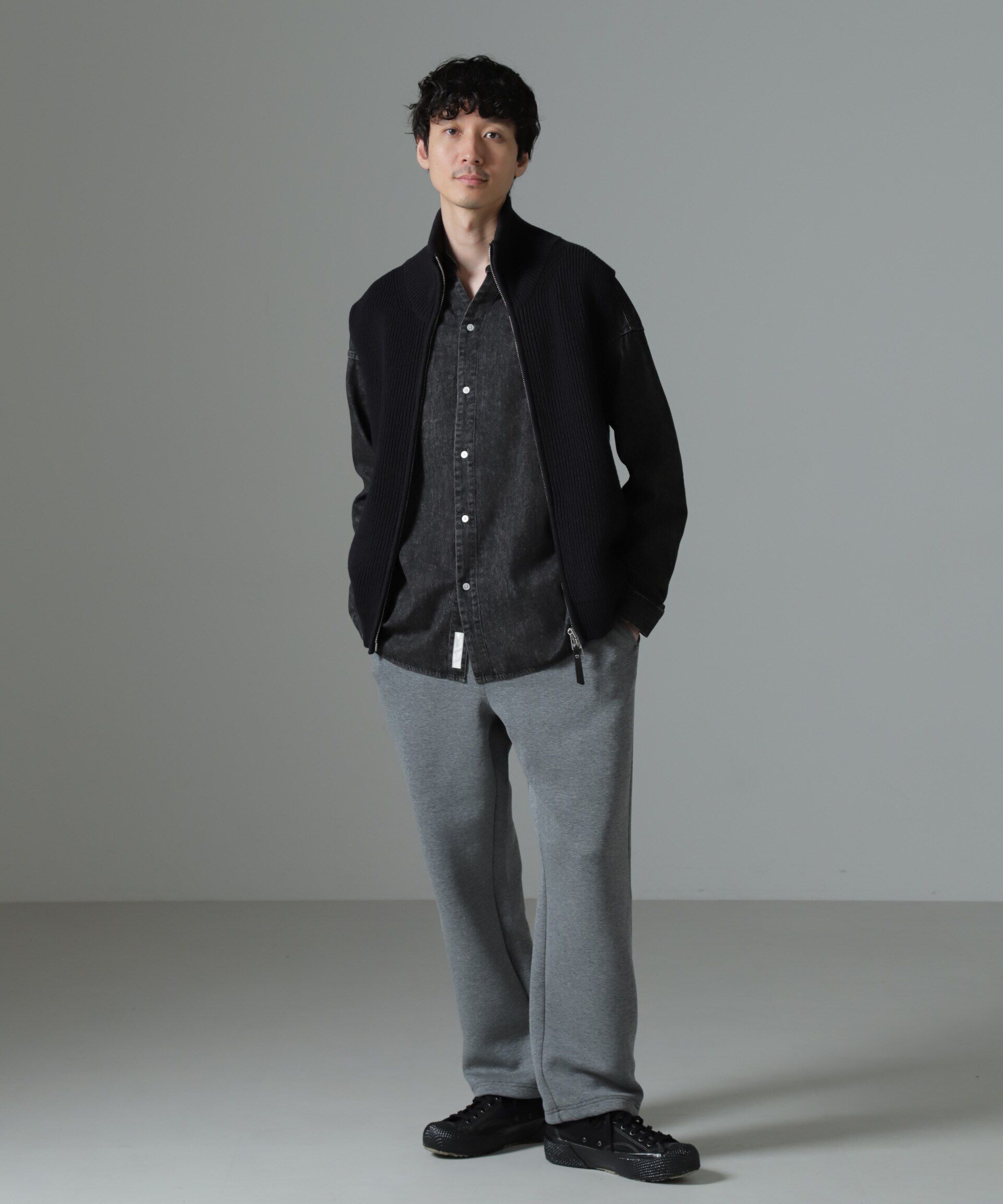 nano･universe「片アゼドライバーズジップニットベスト」|ニット・セーター|