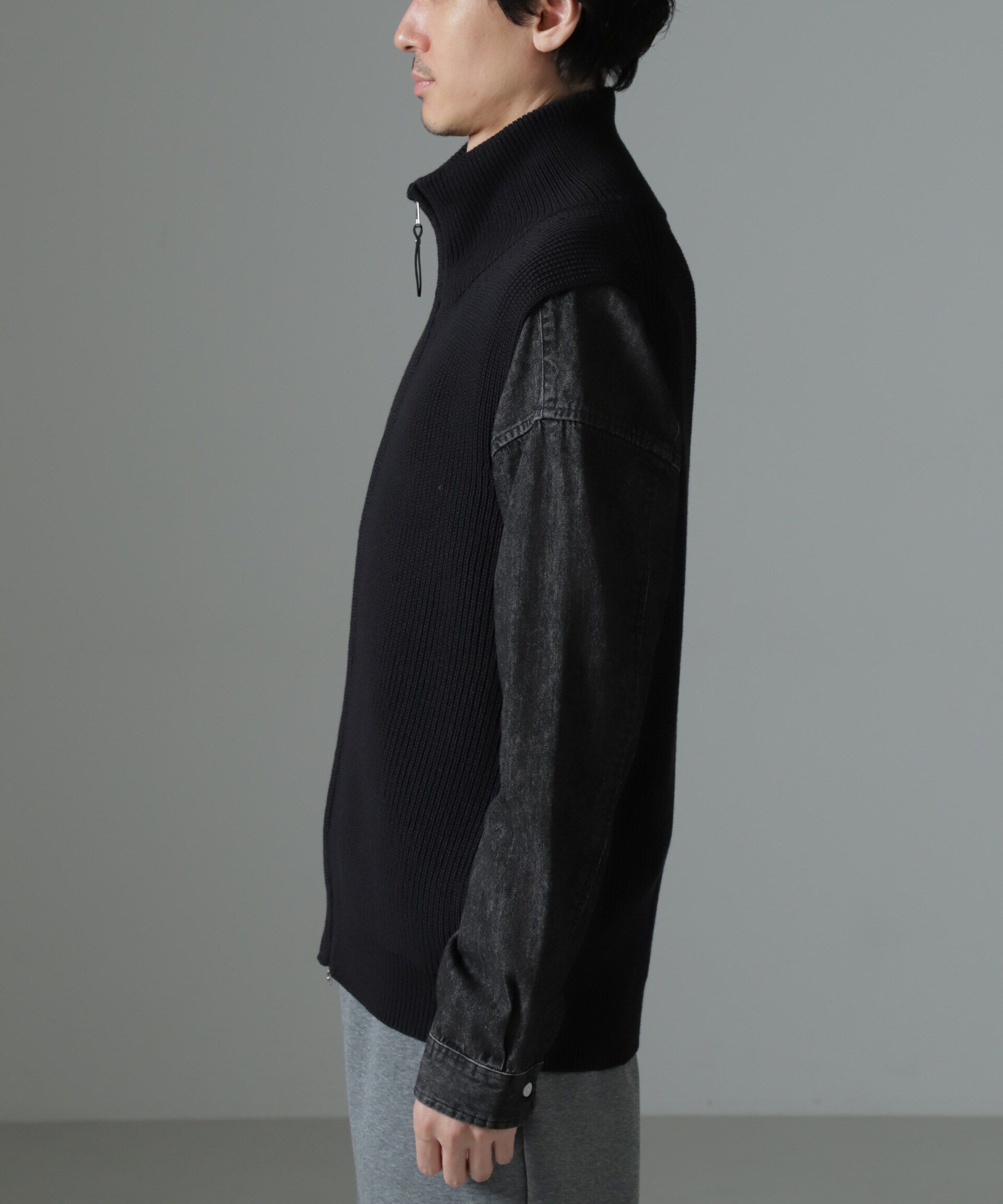 nano･universe「片アゼドライバーズジップニットベスト」|ニット・セーター|