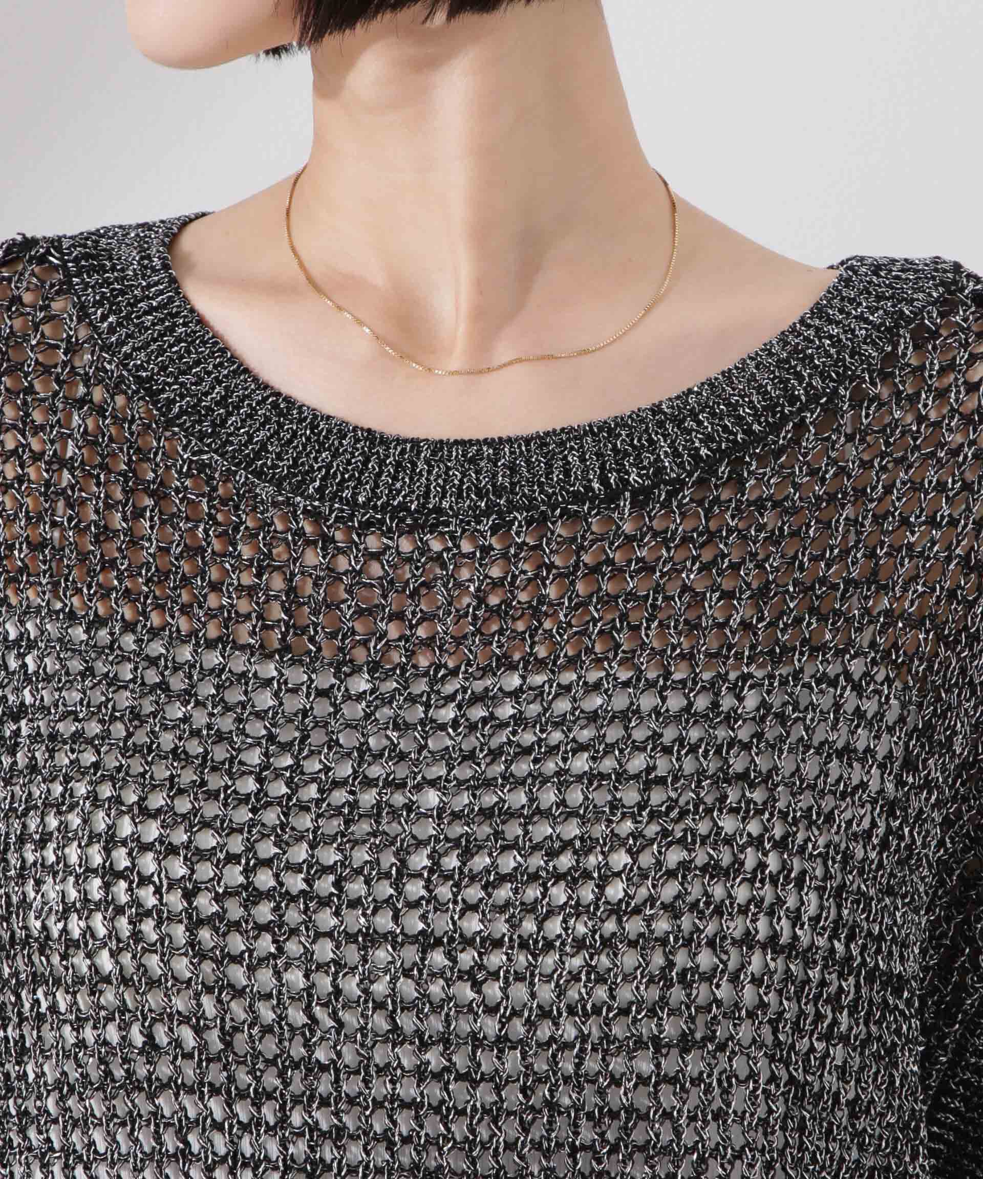 nano･universe「ラメメッシュノースリーブニット (セットアップ可)」|ニット・セーター|