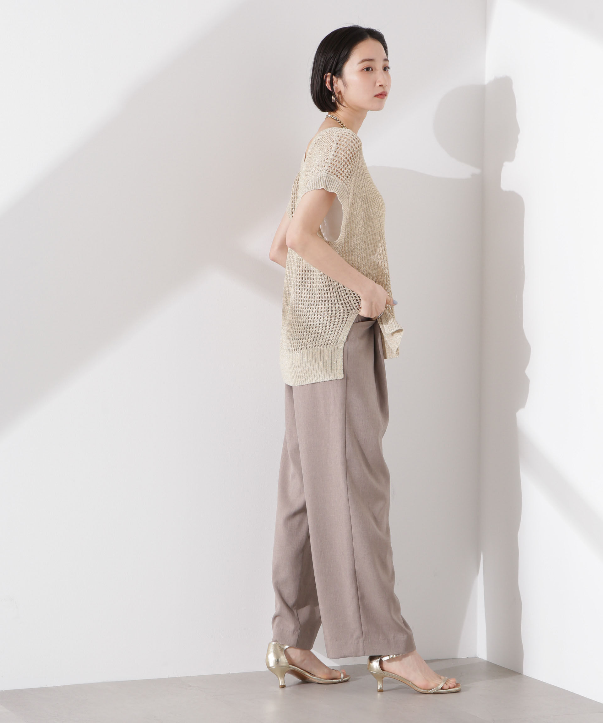 nano･universe「ラメメッシュノースリーブニット (セットアップ可)」|ニット・セーター|