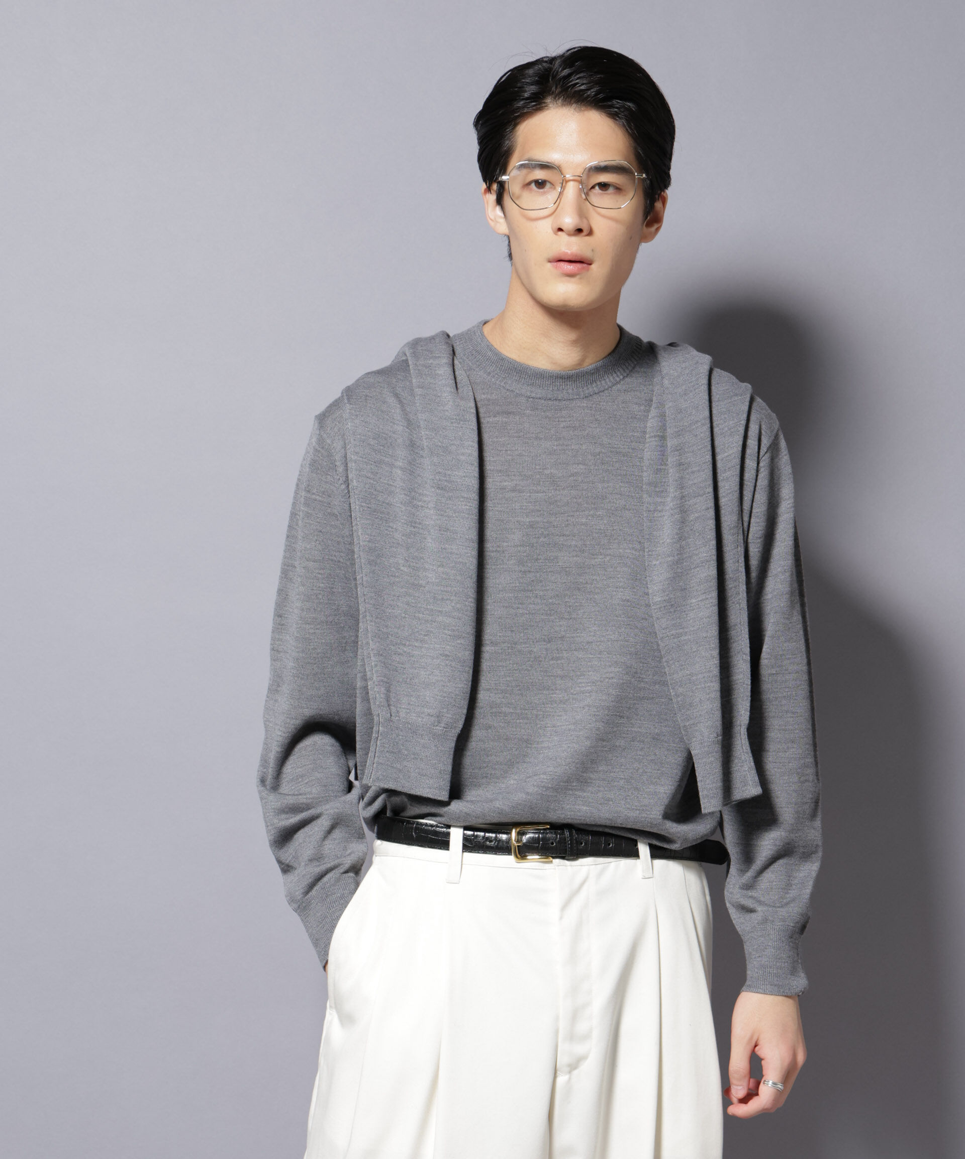 nano･universe「「毛玉レスニット」ファインゲージクルーネック」|ニット・セーター|トップグレー4