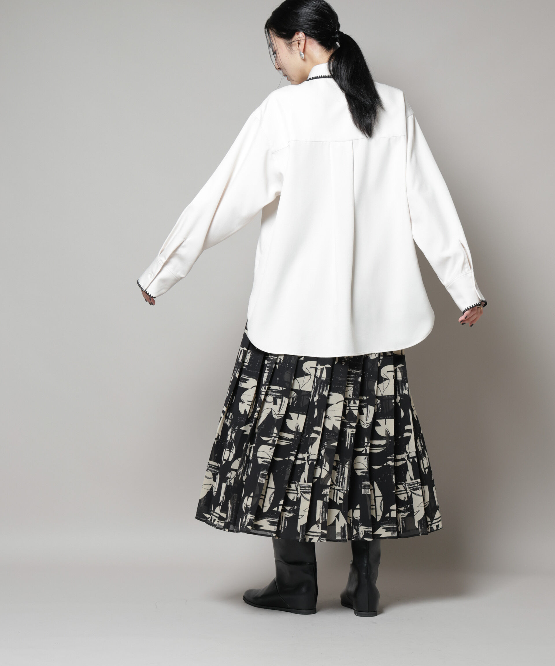 nano･universe「アートプリントジョーゼットプリーツスカート」|スカート|