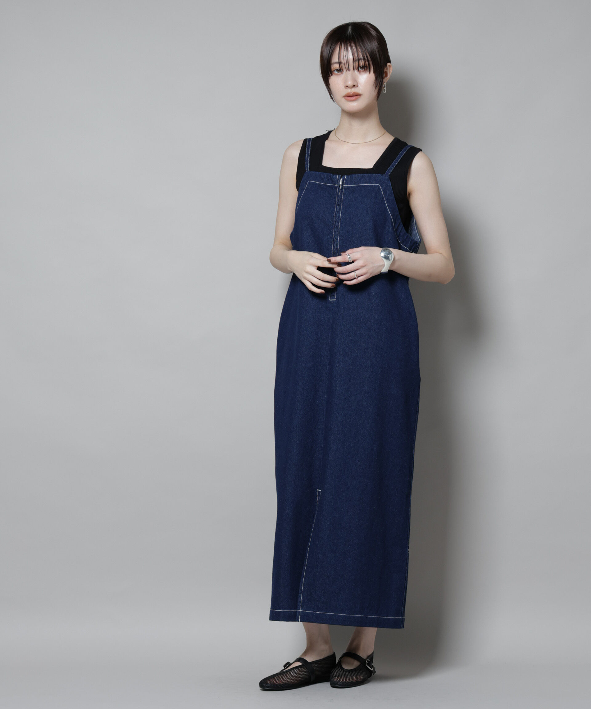 nano･universe「前後2wayデニムキャミソールワンピース」|ワンピース|