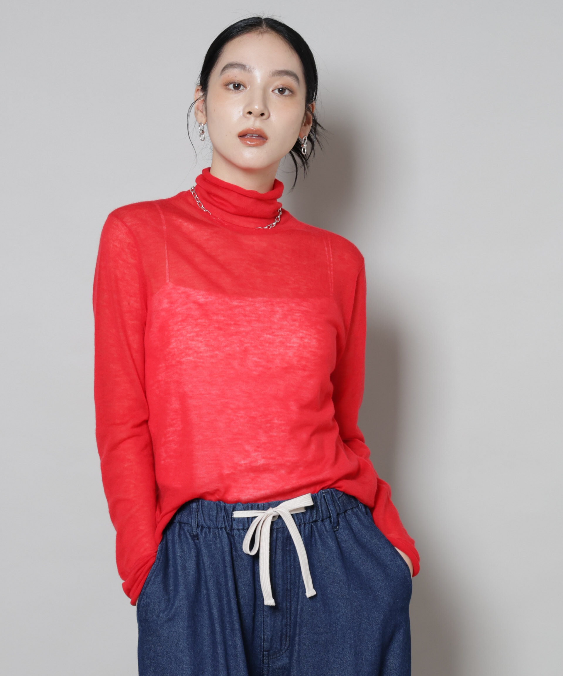 nano･universe「スイビウールタートルネックニットプルオーバー」|ニット・セーター|レッド