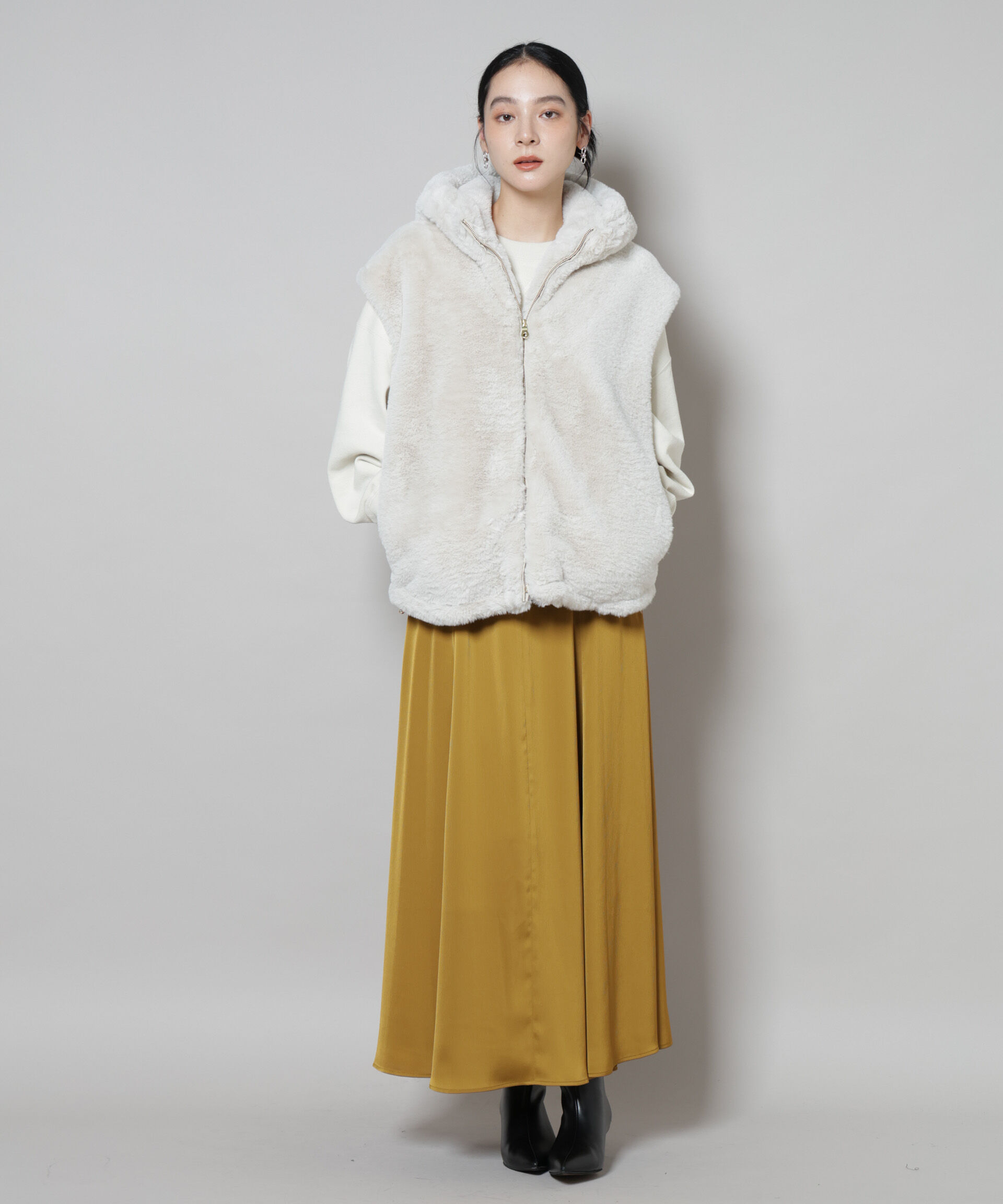 nano･universe「サテンフレアマキシスカート(セットアップ可)」|スカート|