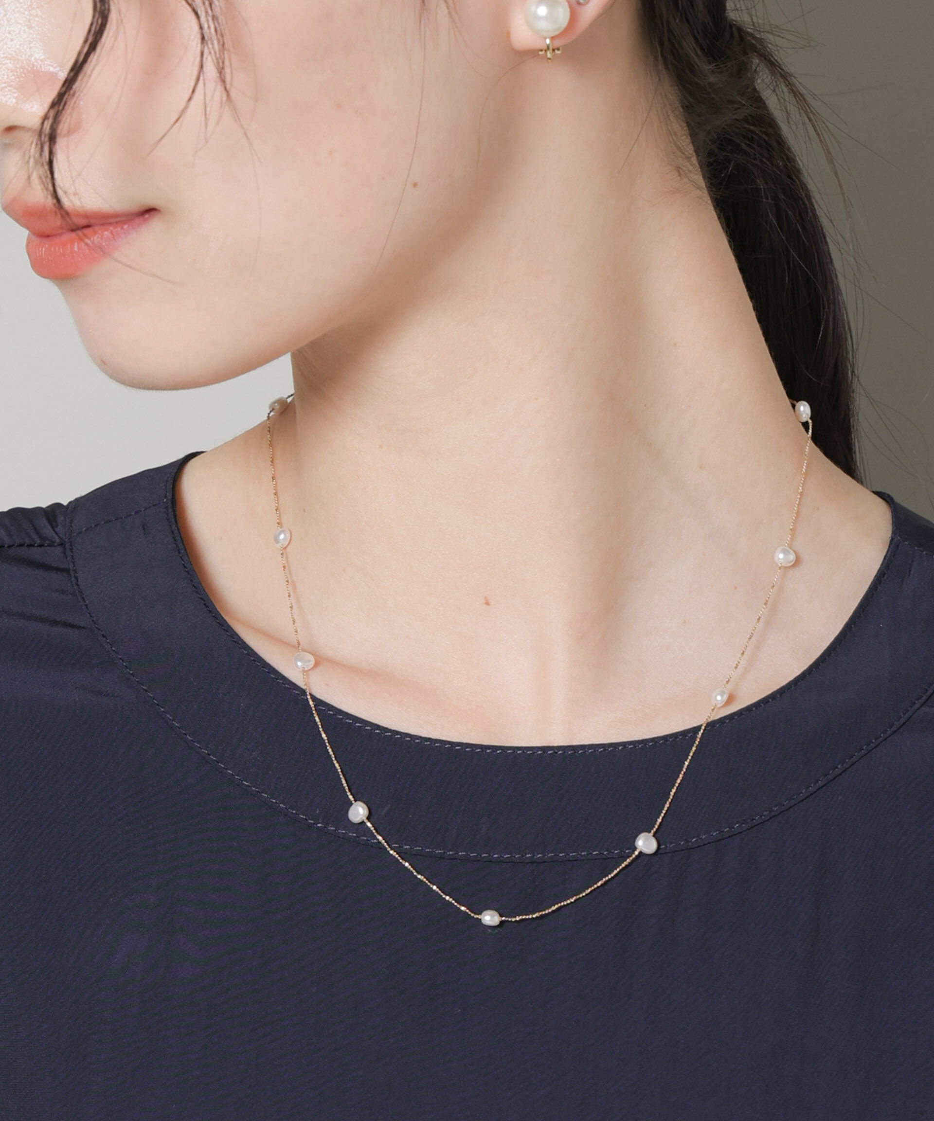 nano･universe「イミテーションパールチェーンコンビネックレス」|ネックレス|ゴールド