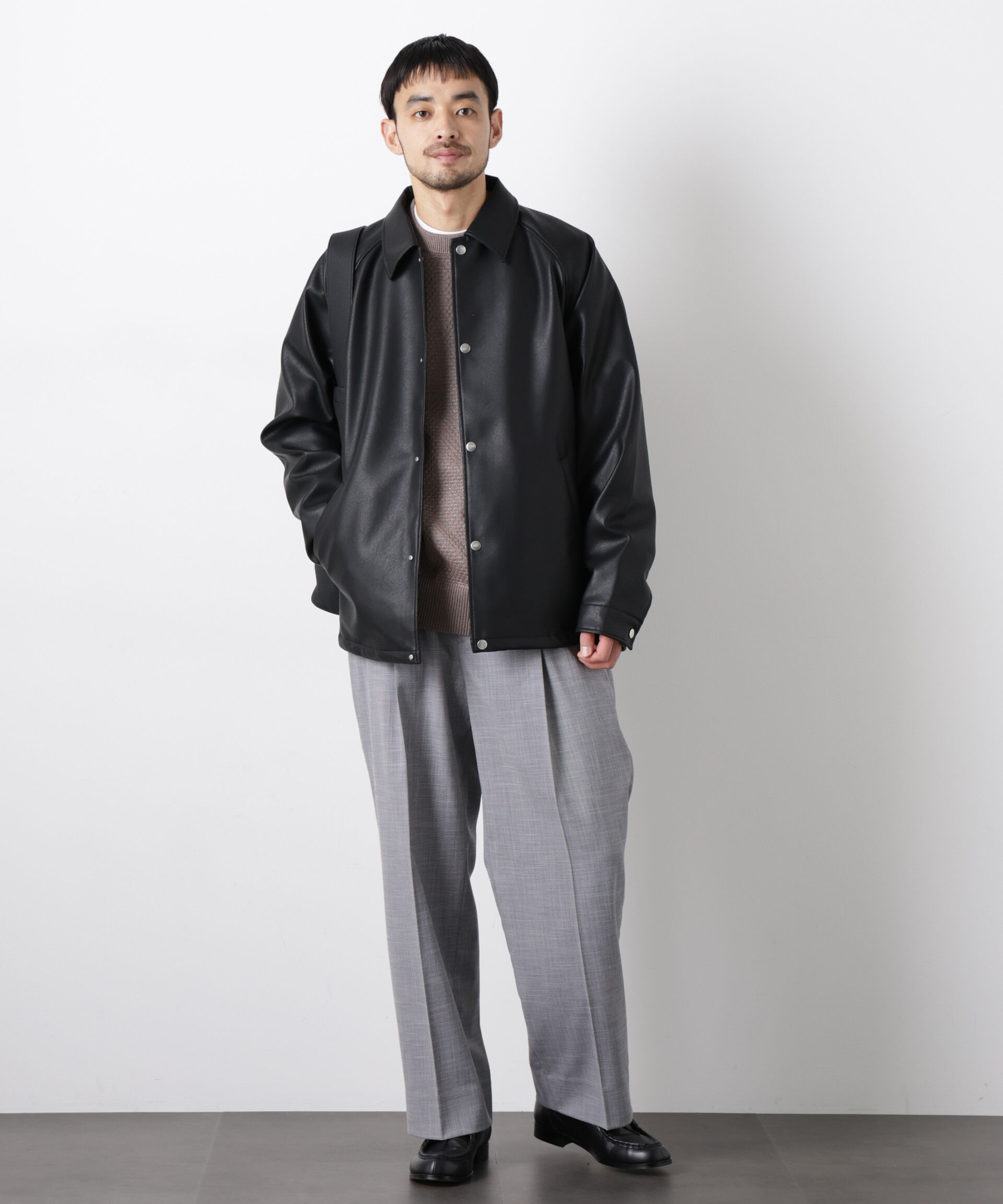 nano･universe「「大人のワイドパンツ」スラブシャークスキンイージースラックス」|チノ|