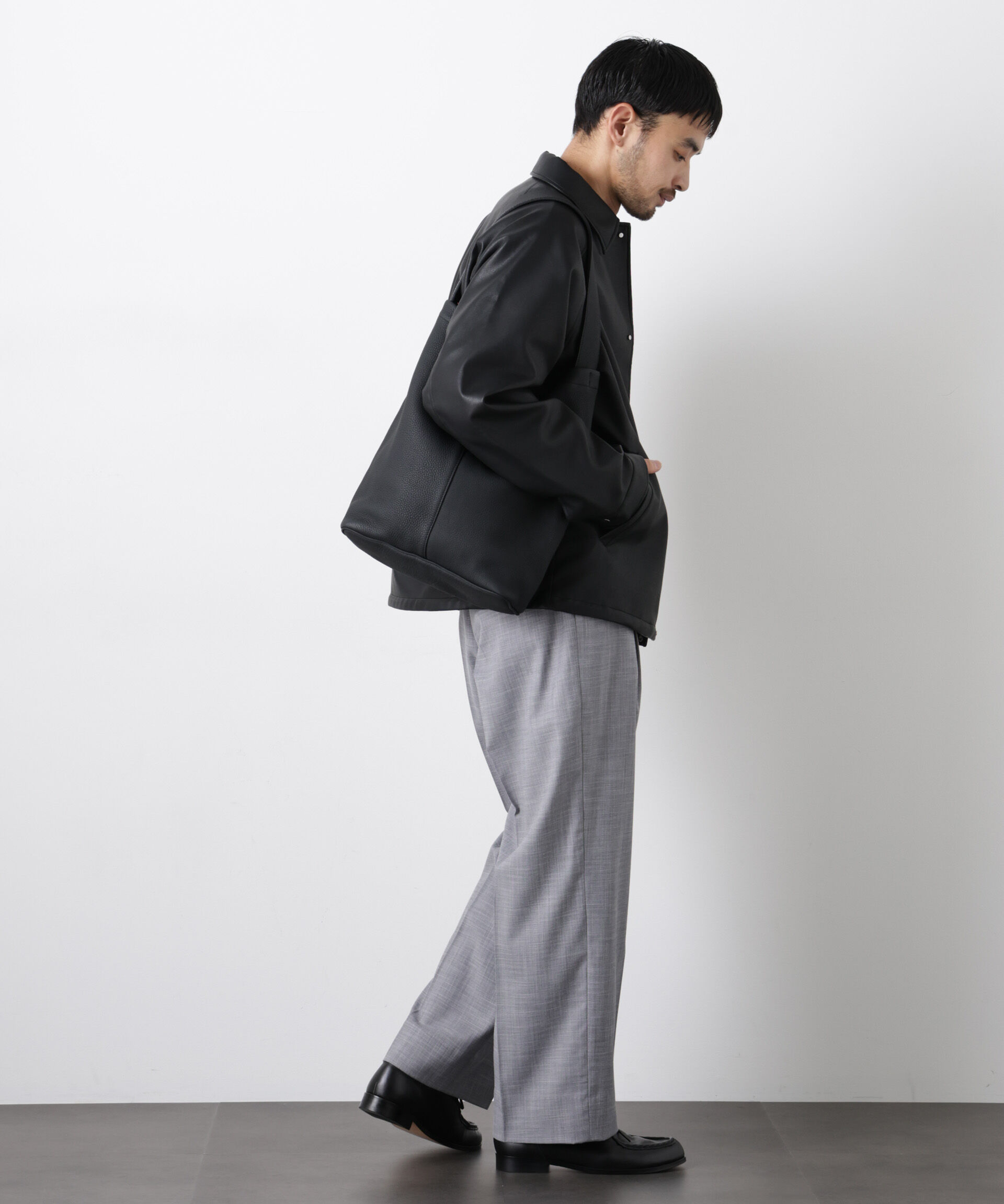 nano･universe「「大人のワイドパンツ」スラブシャークスキンイージースラックス」|チノ|