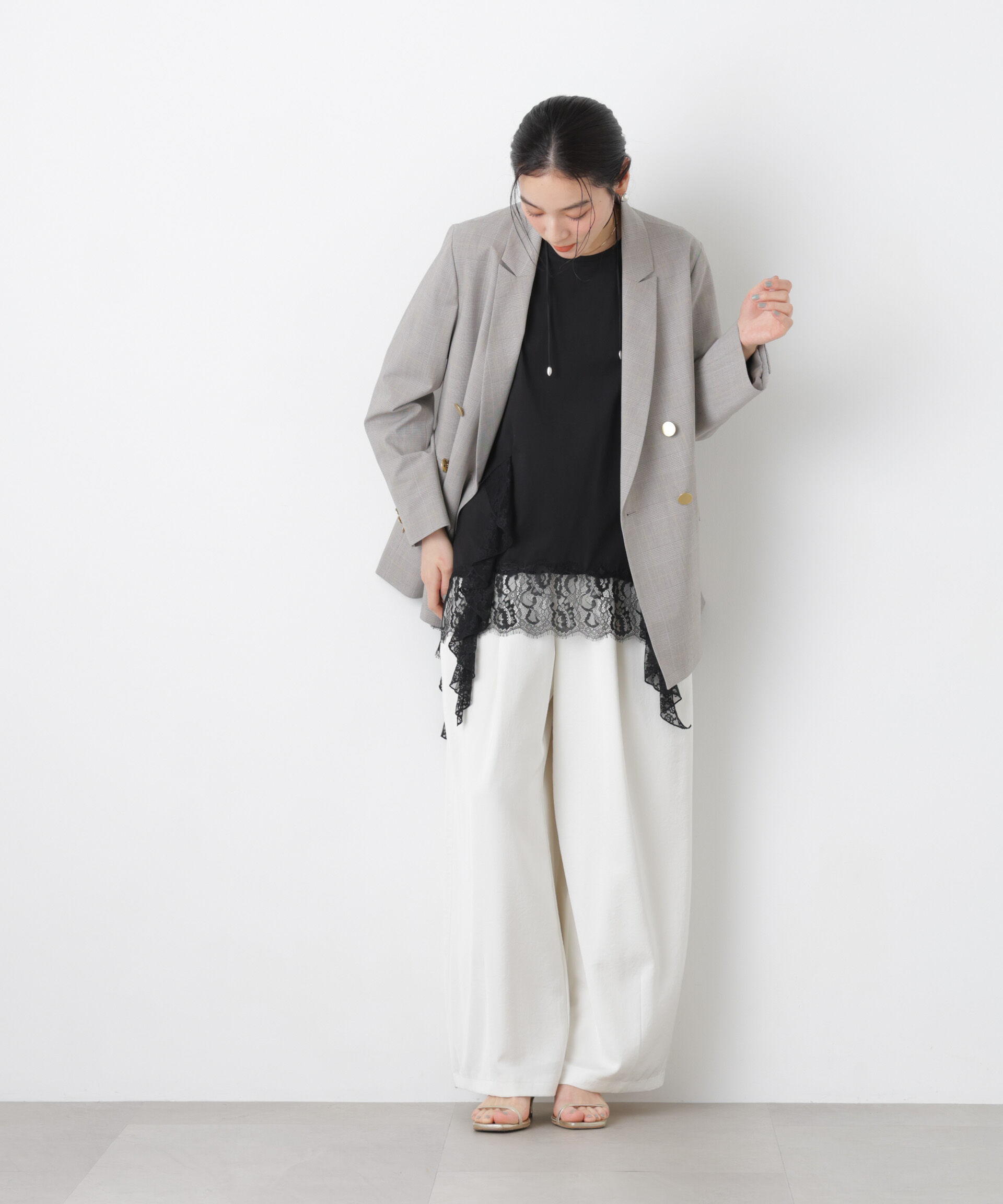 nano･universe「レースラッフルヘムカットトップス」|Tシャツ・カットソー|