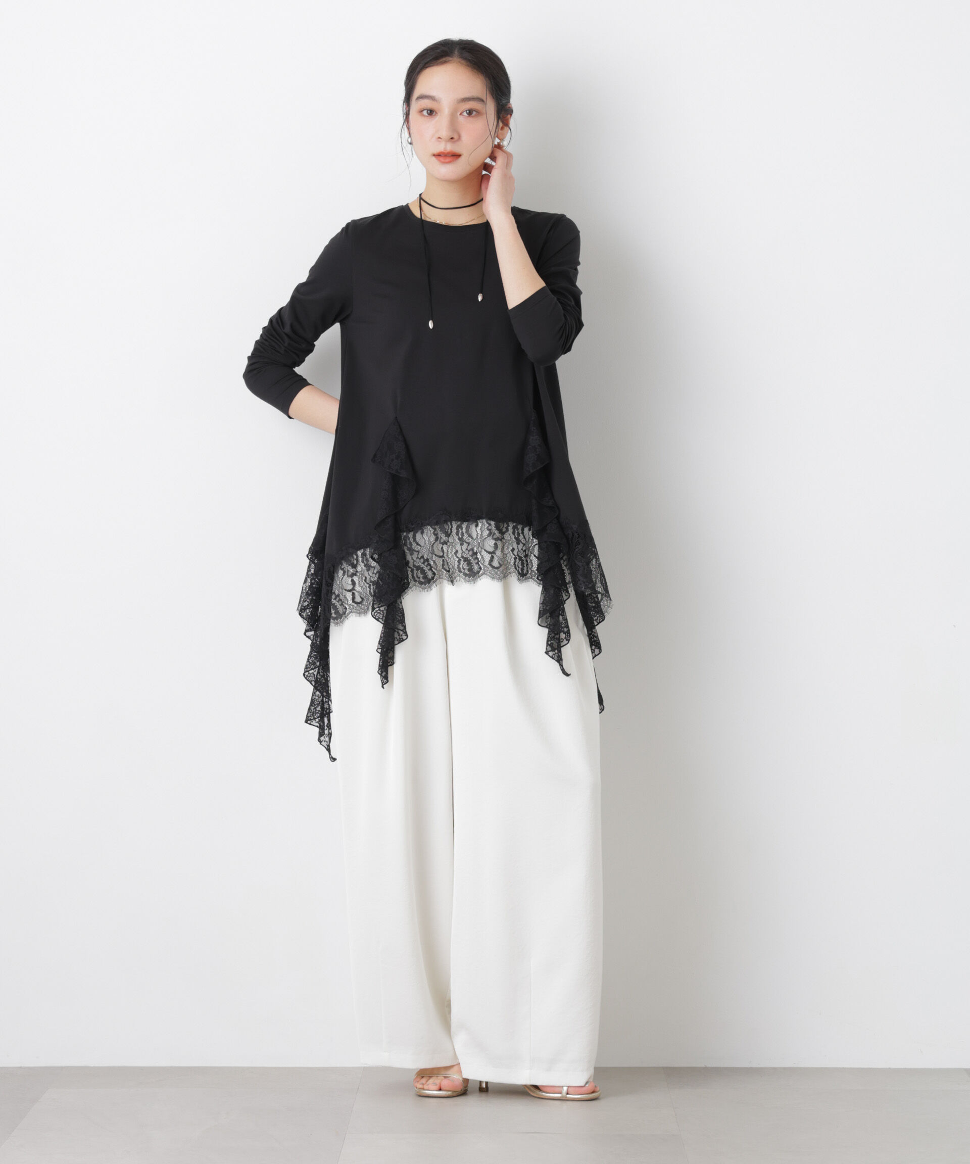 nano･universe「レースラッフルヘムカットトップス」|Tシャツ・カットソー|