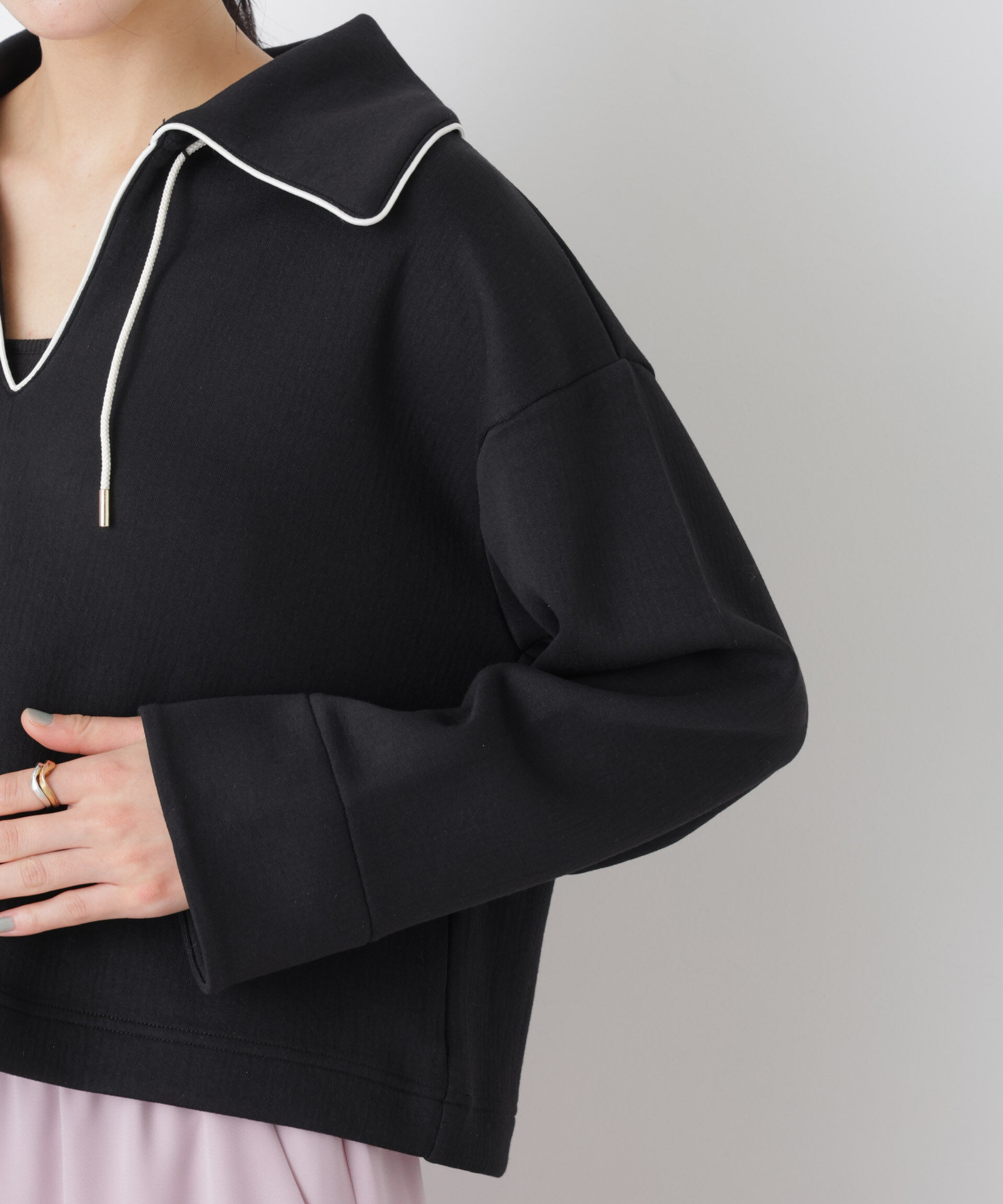 nano･universe「ダンボールカットバイカラーパイピングビッグカラートップス」|Tシャツ・カットソー|