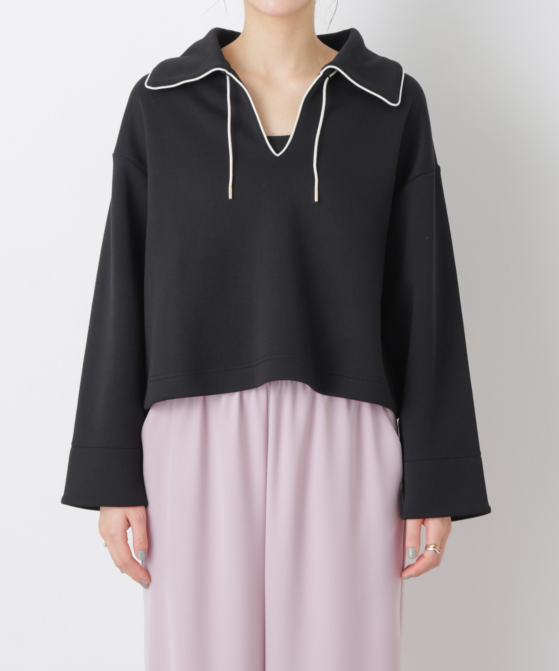 nano･universe「ダンボールカットバイカラーパイピングビッグカラートップス」|Tシャツ・カットソー|